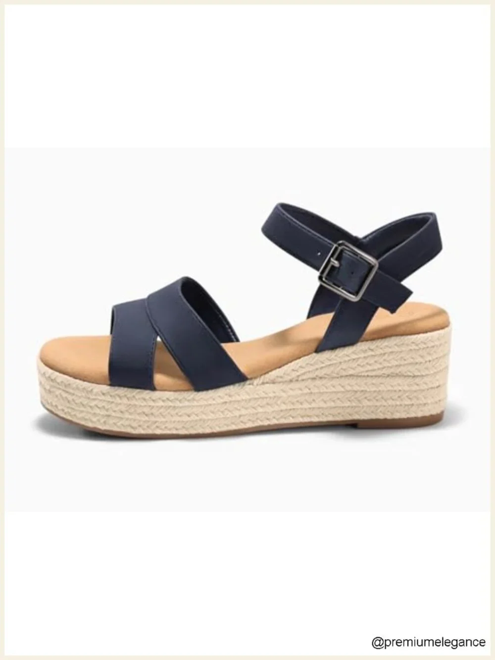 Wedge Platform Sandals Espadrille Heels Open Toe Buckle Ankle Strap Memory Foam